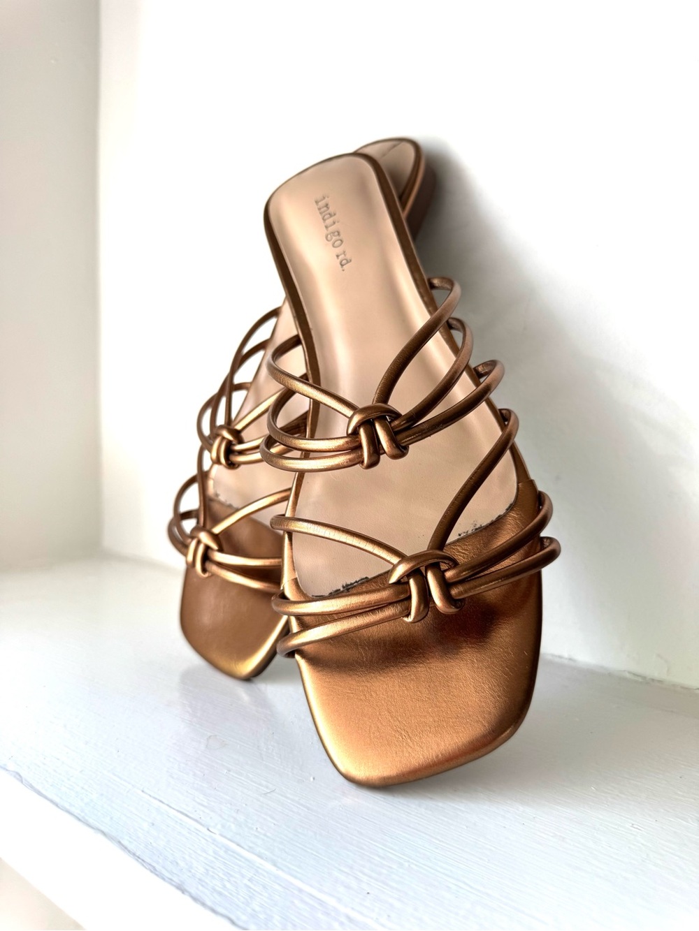 Indigo Rd. Bronze Strappy Slide Sandals - Picture 1 of 5